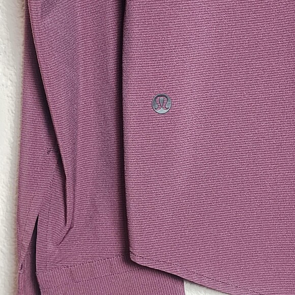 Lululemon Shirt Mens Large Purple Stripe Long Sleeve Button Up Stretch Casual - Picture 6 of 8